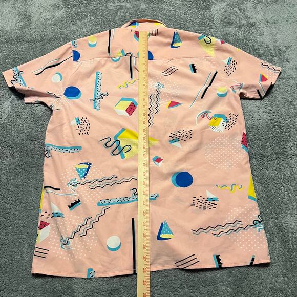 Oh Snap Shirt Mens Medium Light Pink Geometric Performance Button Up Beach - Picture 4 of 7
